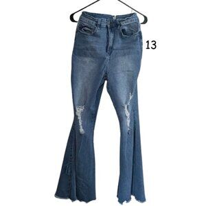 👖 High‑Waisted Distressed Flare Jeans – Size 13
